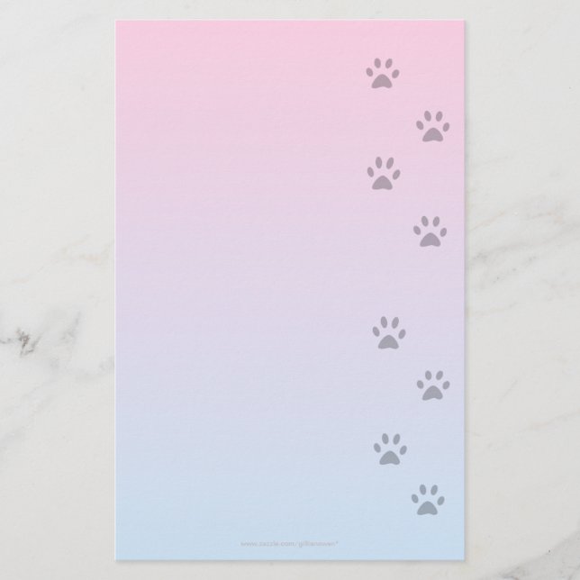 Schreibpapier mit Katzen-Abdrücken Briefpapier (Vorderseite)