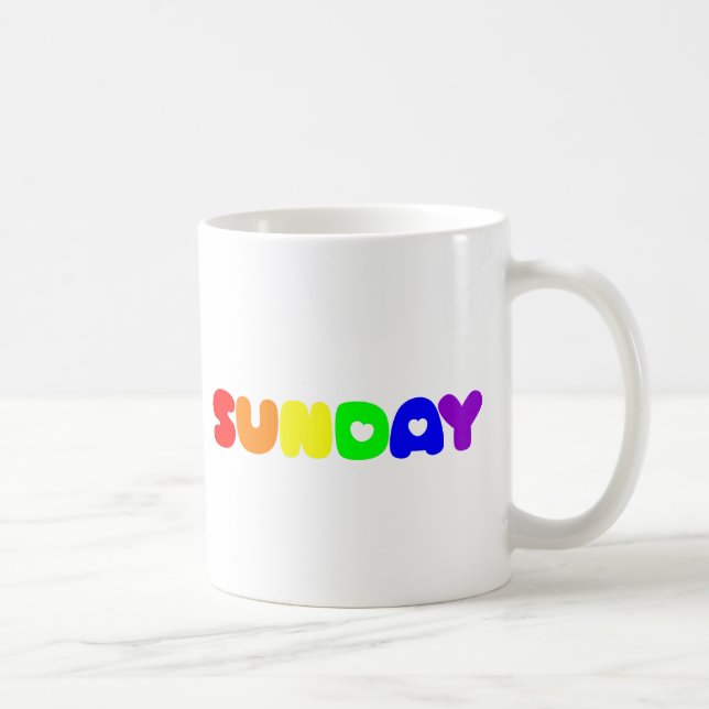 Schreibsonntag in Regenbogenfarben Kaffeetasse (Rechts)