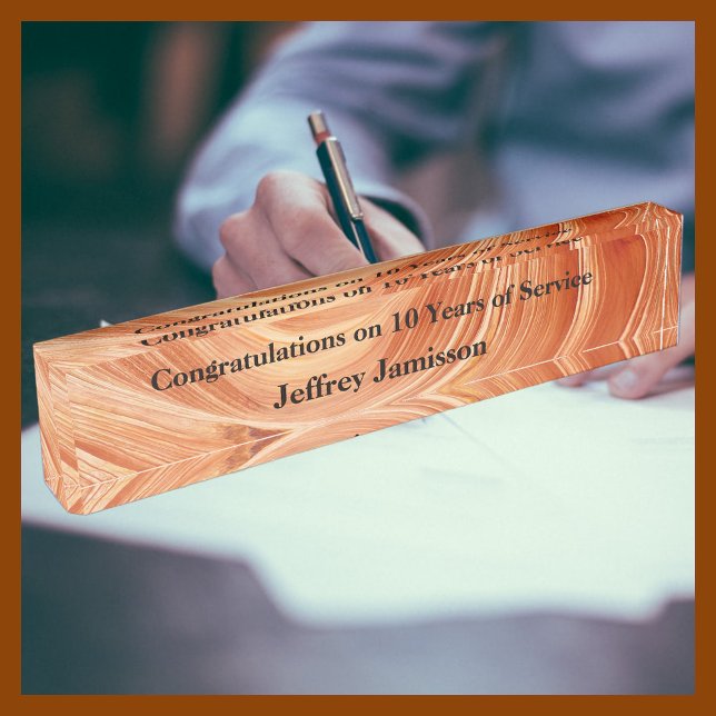 Schreibtisch, 10 Jahre Service Namensplakette (Von Creator hochgeladen)