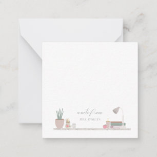 Schreibtisch des Lehrers Mitteilungskarte