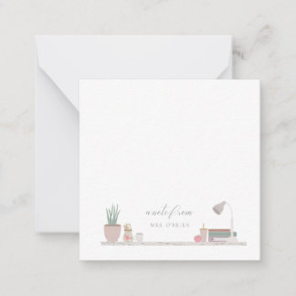 Schreibtisch des Lehrers Mitteilungskarte