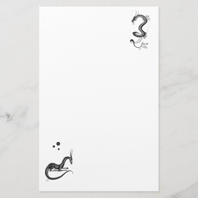 Schreibtisch-Drachen Briefpapier (Vorderseite)