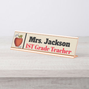 Schreibtisch LehrerInnen Name und Klasse hinzufüge Schreibtischnamensplakette