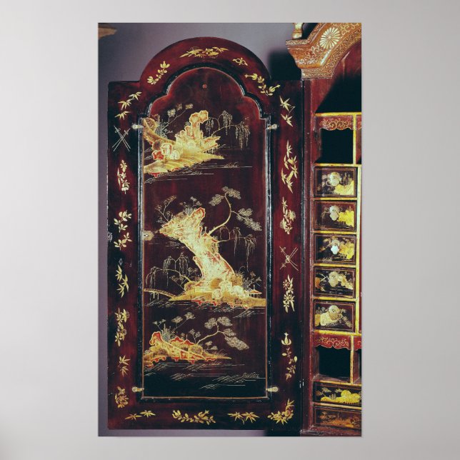 Schreibtisch mit chinesischem Lack dekoriert Poster (Vorne)