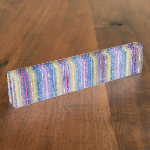 Schreibtisch Name Teller farbiges Holz Namensplakette