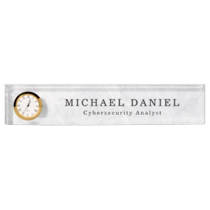 Schreibtisch Namensplatte mit Uhr - Personalisiert Namensplakette