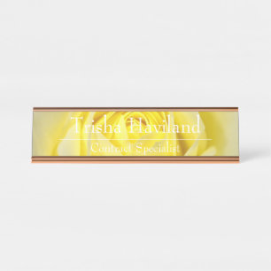 Schreibtisch Namensschild - Gelbe Rose Design HAMb
