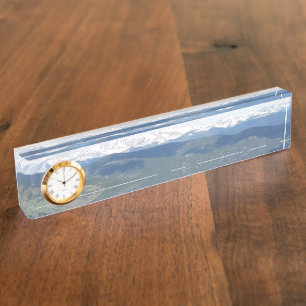 Schreibtisch-Namensschild mit Uhr Namensplakette