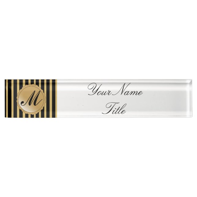 Schreibtisch Namplate Individuelle Name Gold Black Namensplakette (Vorderseite)