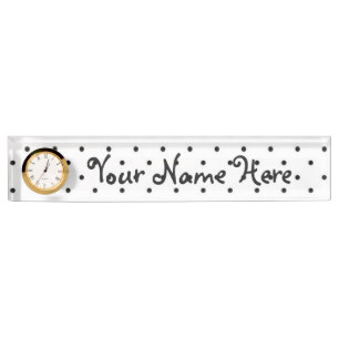 Schreibtisch Namplate mit Uhr/Weiß mit schwarzen P Namensplakette