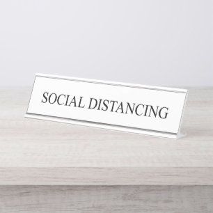 Schreibtisch/Wandschild mit "sozialer Distanzierun Schreibtischnamensplakette