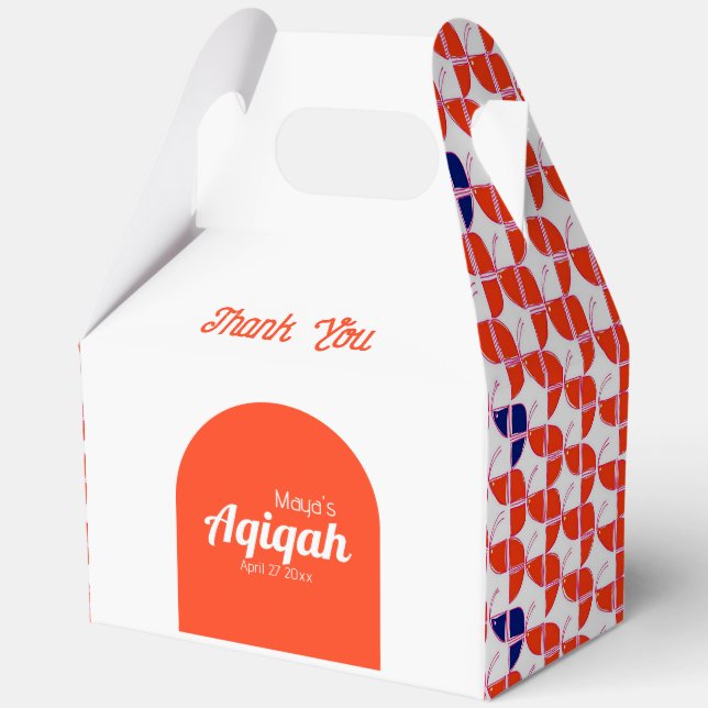 SCHREIBTISCH weißes Orangenmuster, Aqiqah Babydusc Geschenkschachtel (Vorderseite)