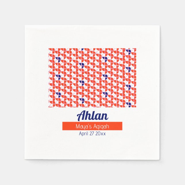 SCHREIBTISCH weißes Orangenmuster, Aqiqah Babydusc Serviette (Vorderseite)