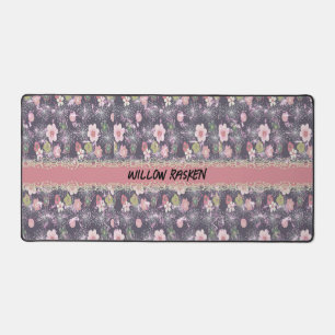 Schreibtischmatte mit rosa Blume und Imitaten