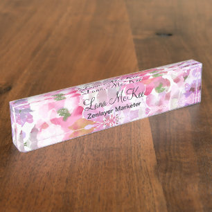 Schreibtischname Plakette für die Blumenmonogramm