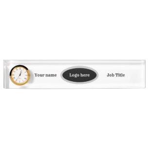 Schreibtischname Plate mit Uhr. Bearbeiten von Tex Namensplakette