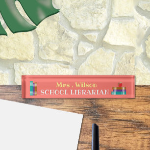 Schreibtischschild der Bibliothek