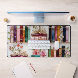 Schreibtischunterlage für Bücherliebhaber Blumen