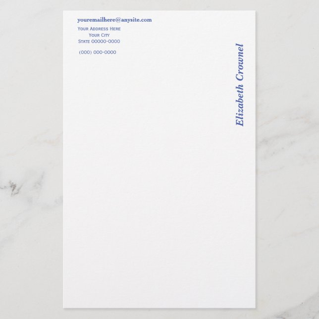 Schreibwaren auf der Seite Briefpapier (Vorderseite)