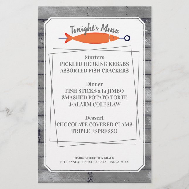 Schreibwaren aus Fischkebab (Vorderseite)