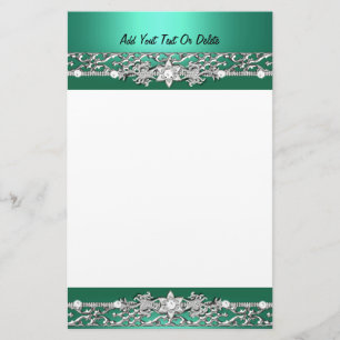 Schreibwaren Jade Grün Silber Diamant Bild Briefpapier