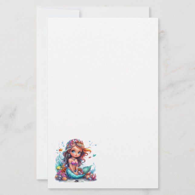 Schreibwaren Meerjungfrau Briefpapier (Vorderseite)