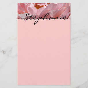 Schreibwaren mit Namen PINK Rose Blume individuell Briefpapier