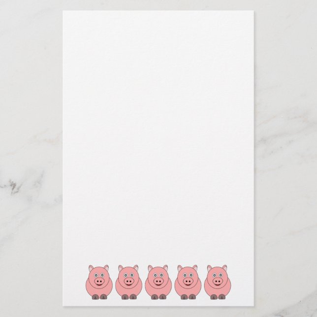 Schreibwaren mit Schweinedesign Briefpapier (Vorderseite)