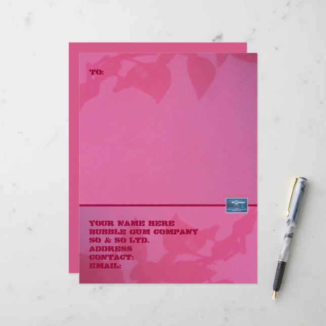 Schreibwarenpapier (Bubblegum) RFPMDesigns 2024 (Vorderseite/Rückseite Beispiel)