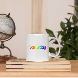 Schreibweise "Samstag" in Regenbogenfarben Kaffeetasse