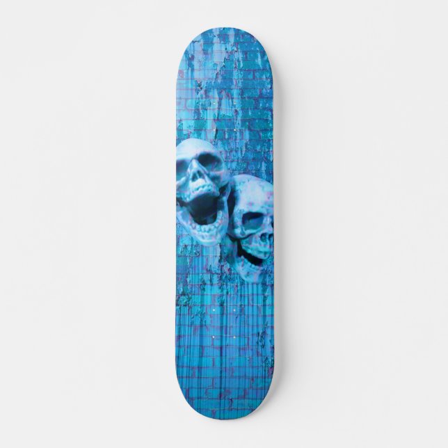 Schreie blaue Skulls Skateboard (Vorne)