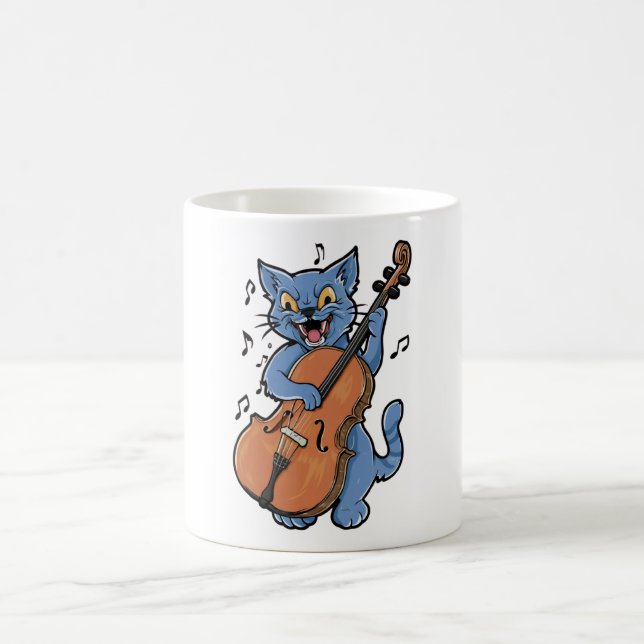 Schreie Cat Musiker spielen Cello Kaffeetasse (Mittel)