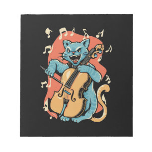 Schreie Cat Musiker spielen Cello Notizblock