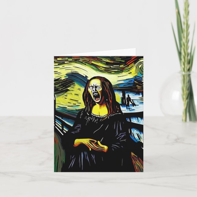 Schreie Mona Lisa Funny Parody Portrait Karte (Vorderseite)