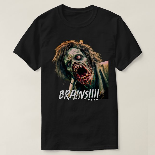 Schreie Zombie Brains T-Shirt (Design vorne)