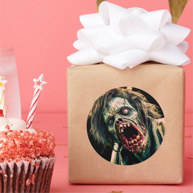 Schreie Zombie Runder Aufkleber (Party)