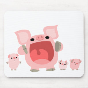 Schreiende Cartoon-Schweine Mousepad:) Mousepad