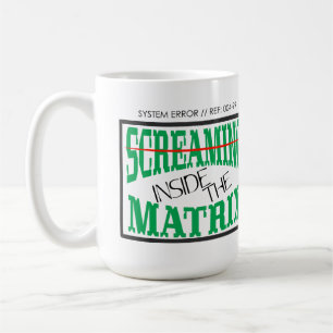 Schreiende Innen-Glitch-Art-Cyberpunk-Typografie Kaffeetasse