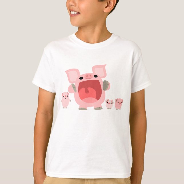 Schreiender Cartoon-Schwein-KinderT - Shirt:) T-Shirt (Vorderseite)