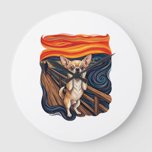 Schreiender Chihuahua Hund Schreie Brücke_1 Große Wanduhr