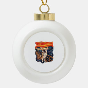 Schreiender Chihuahua-Hund Schreie Brücke_1 Keramik Kugel-Ornament
