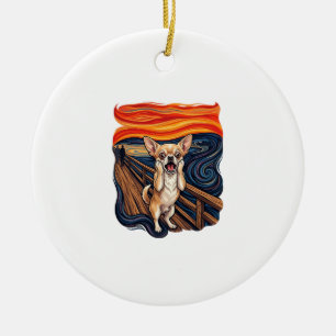 Schreiender Chihuahua Hund Schreie Brücke_1 Keramik Ornament