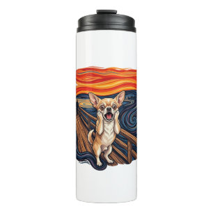 Schreiender Chihuahua Hund Schreie Brücke_1 Thermosbecher
