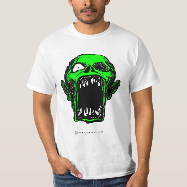 Schreiender grüner Zombie-T - Shirt (Vorderseite)