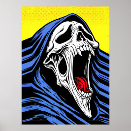 Schreiender Hölle Schädel Pop Art Kapuzen Horror Poster