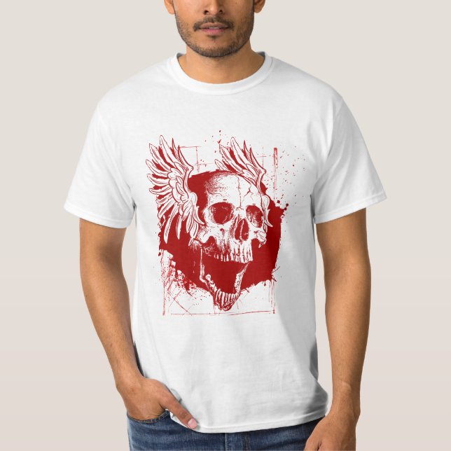 Schreiender SCHÄDEL Grunge-blutiges Shirt (Vorderseite)
