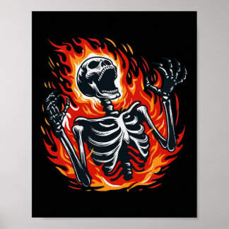 Schreiendes Skelett in Flammen Poster