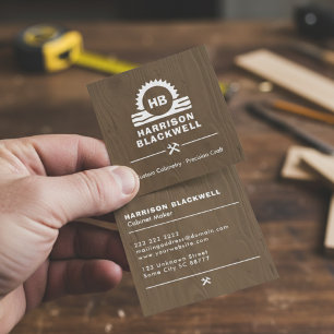 Schreiner Dunkles Holz Professionelles Monogramm  Quadratische Visitenkarte