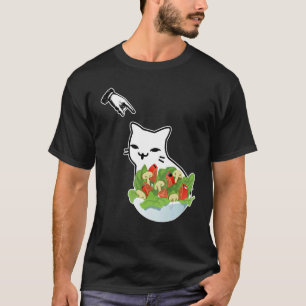 Schreit am Esstisch verwirrtes Katzen-Meme Lustig T-Shirt