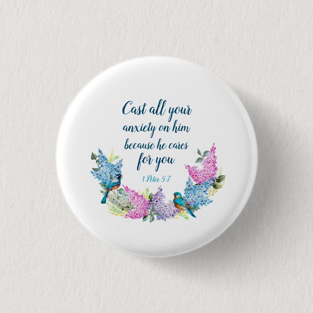 Schrift 1 Peter 5:7 Button (Vorderseite)